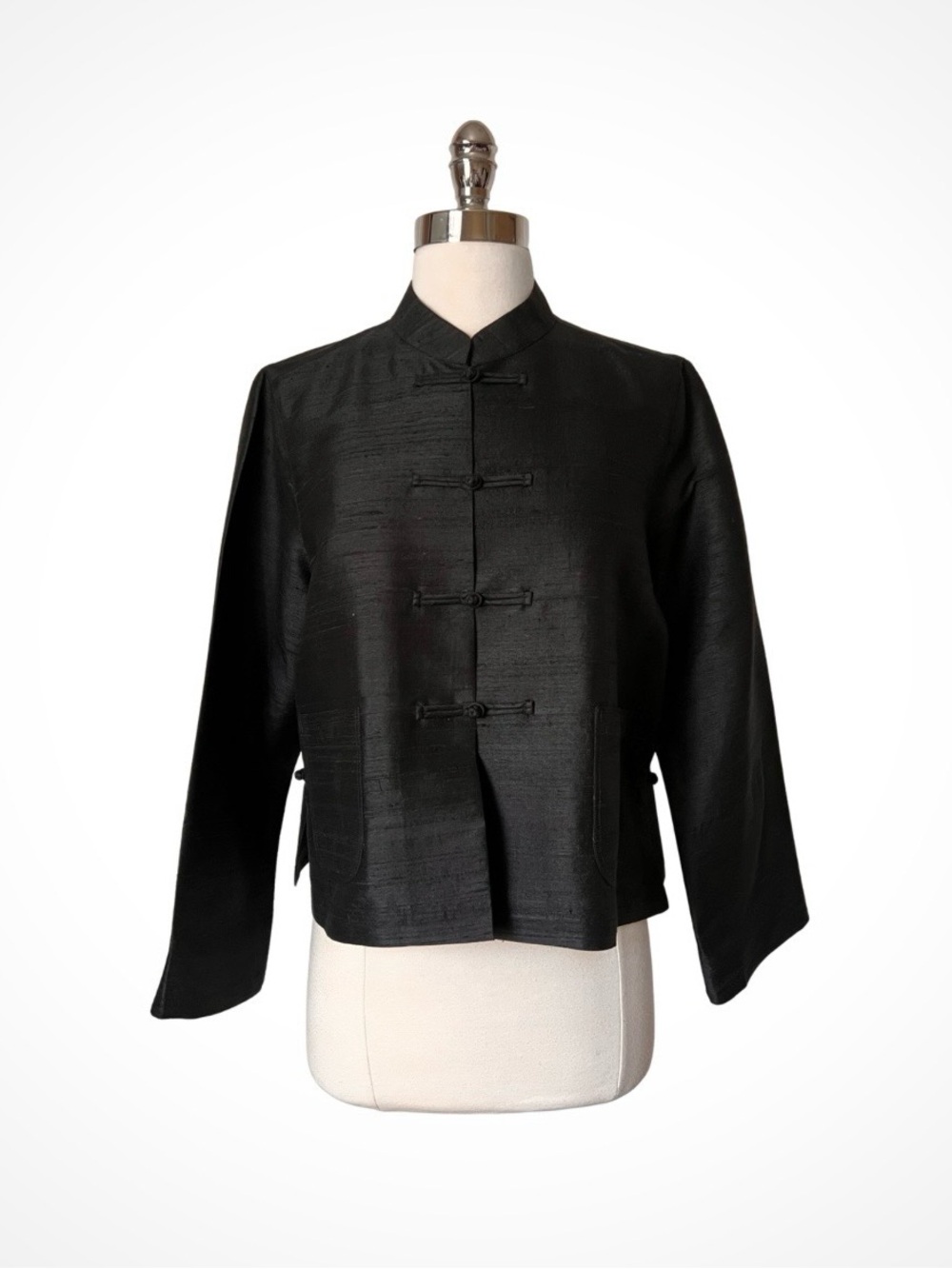 Raw silk mandarin shirt jacket